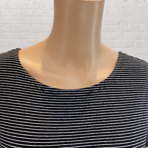 JONES & CO. -- T-Shirt Style Top, Short Sleeves, Black and White Narrow Stripes - Picture 6 of 12